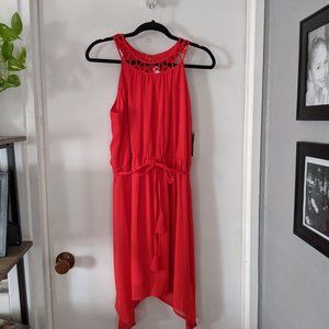 No Boundaries XL 15-17  NWT Red lattice dress.
